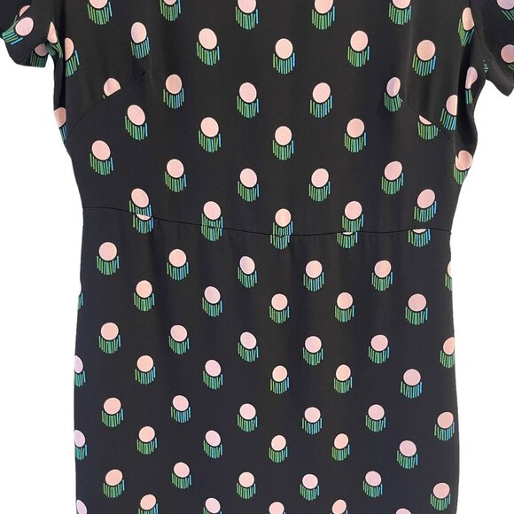 Diane von Furstenberg Size 6 Casmir Dot Silk Midi Shift Dress Short Sleeve - Picture 12 of 13